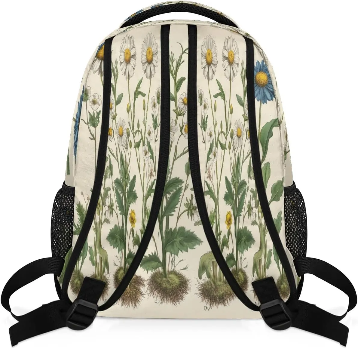 Lightweight Travel Backpack, Antique Daisy Plant Illustration Large Capacity Bookbag, Waterproof Travel Bag Casual Daypack for Men Women Adults