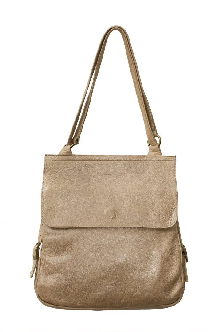 Lily and Lola Patty Back, Backpack/ Shoulder Bag in Antique Taupe Leather