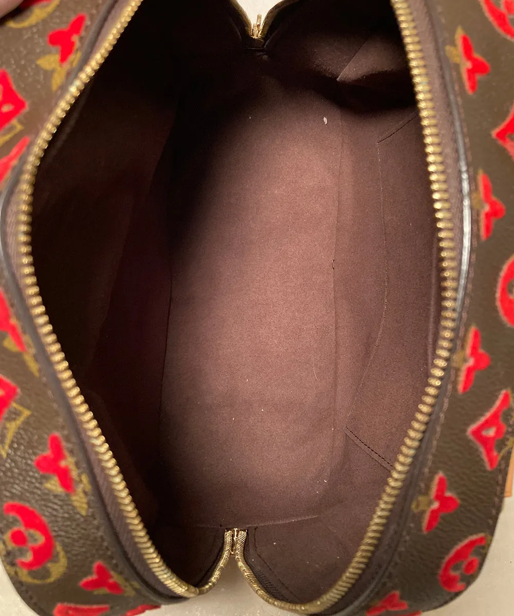 Limited Edition Louis Vuitton Rouge Monogram Tuffetage Deauville Cube Bag
