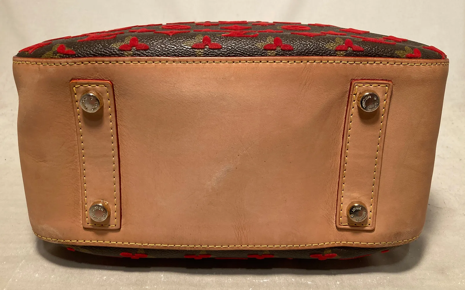 Limited Edition Louis Vuitton Rouge Monogram Tuffetage Deauville Cube Bag