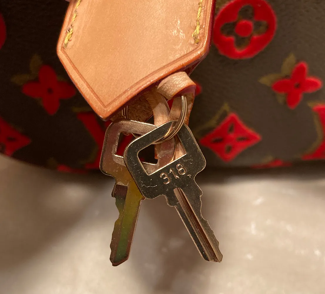 Limited Edition Louis Vuitton Rouge Monogram Tuffetage Deauville Cube Bag