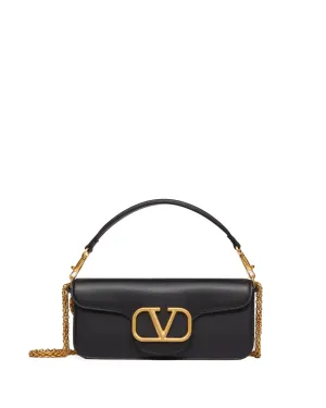 Loco Antique Brass Logo Shoulder Bag in Nero