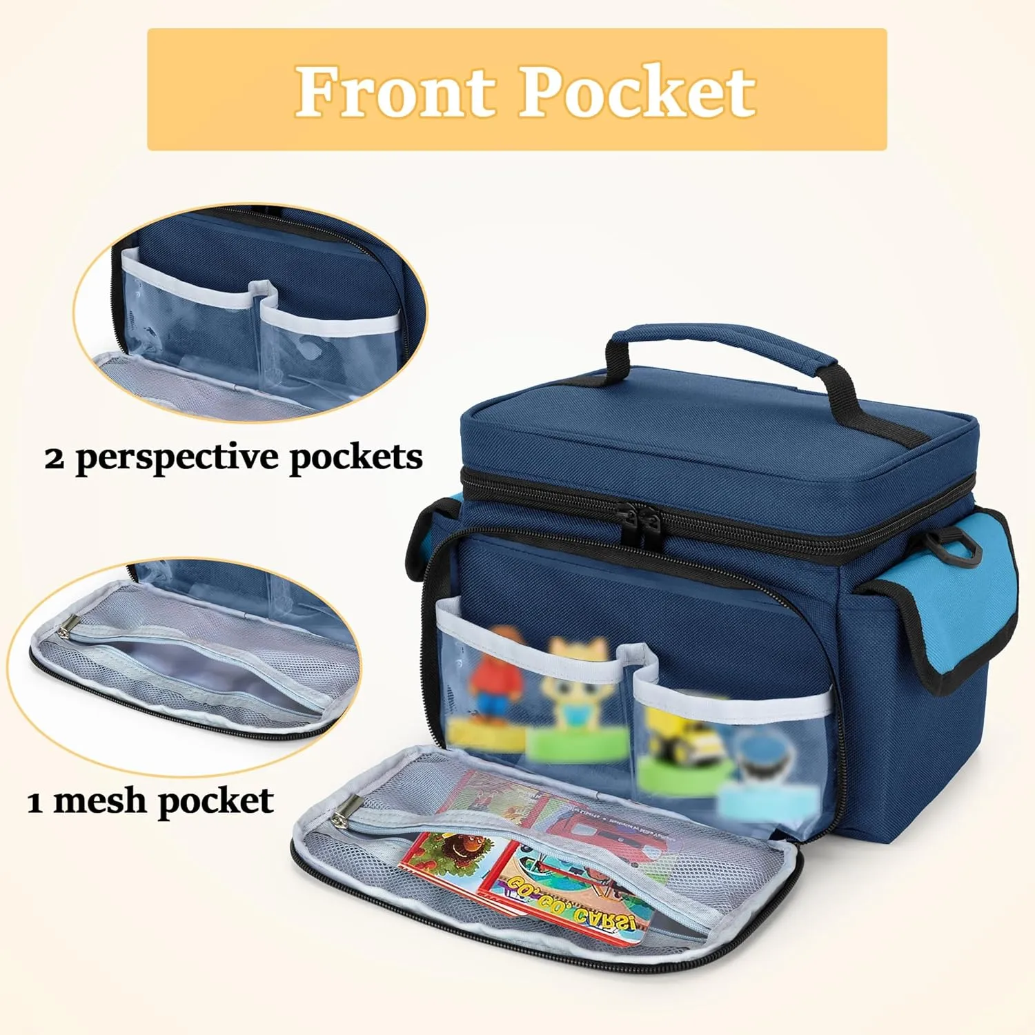 LoDrid Carrying Bag Compatible with Little Tikes Story Dream Machine Starter Set, Portable Storage Case for Books and Accessories with Handle and Shoulder Strap, Navy Blue, Bag Only (Patent Design)
