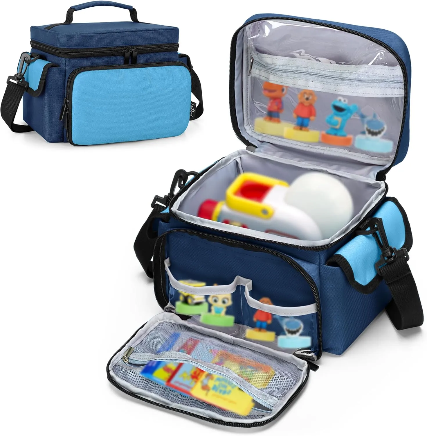 LoDrid Carrying Bag Compatible with Little Tikes Story Dream Machine Starter Set, Portable Storage Case for Books and Accessories with Handle and Shoulder Strap, Navy Blue, Bag Only (Patent Design)