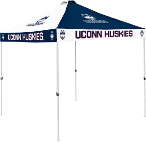 Logo Brands NCAA UConn Huskies Checkerboard Canopy Tailgate Tent - 9' x 9', Vented Roof, Adjustable Height, Wheeled Carrying Bag, Powder Coated Steel