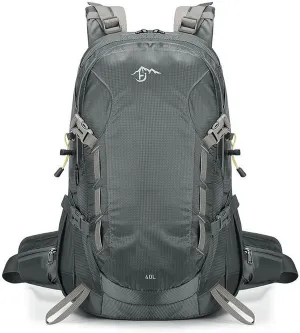 Long Keeper 40L Hiking Backpack Camping Daypack with Waterproof Rain Cover Lightweight Outdoor Sport Travel Backpack Rucksack (Grey)