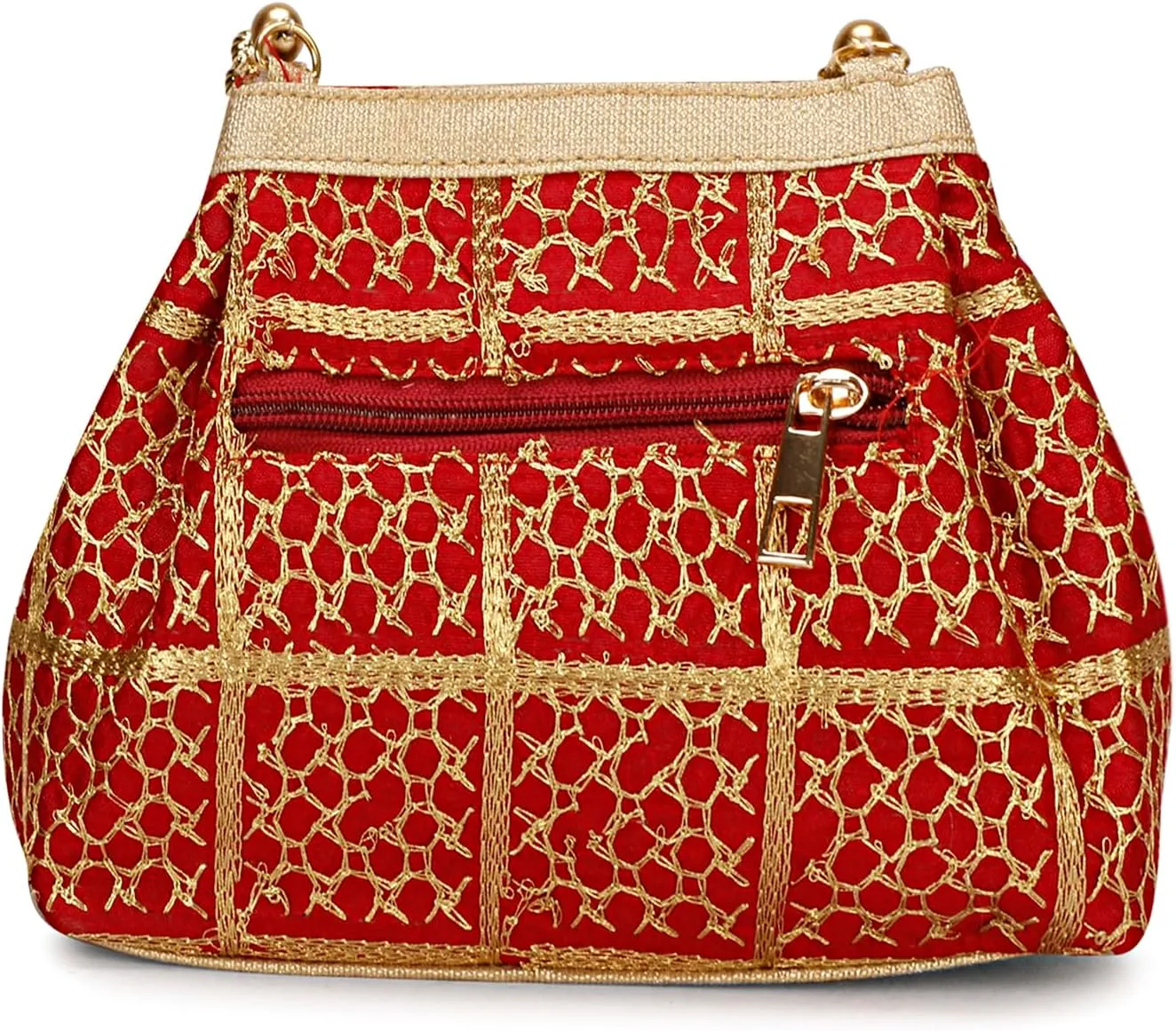 LONGING TO BUY Potli Bags for Women Embroidered Evening Purses with Gold Pearl Handle, Indian Women Potli Bags for Wedding