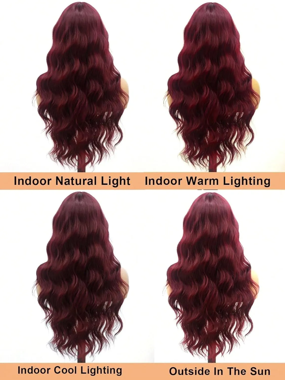Lovenia Burgundy Wig with Bangs for Women Long Red Wine Wavy Wigs 26 Inch Dark Red Wigs Natural Looking Heat Resistant Synthetic Hair Costume Wig