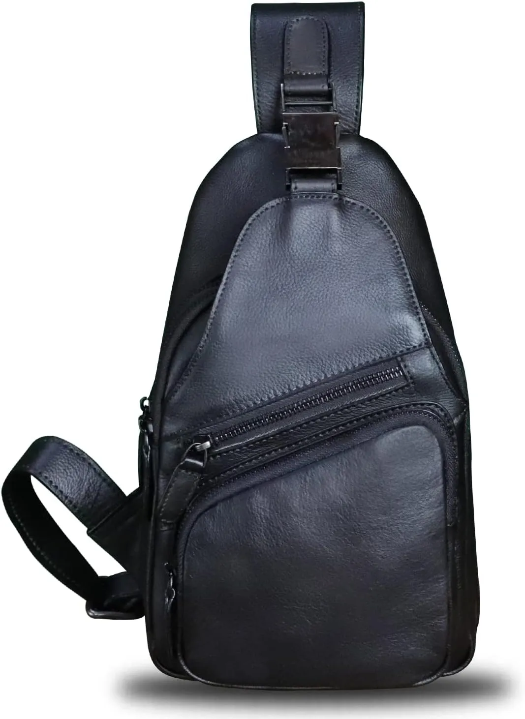 LRTO Genuine Leather Sling Bag Crossbody Purse Handmade Hiking Daypack Motorcycle Bag Retro Shoulder Backpack Vintage Chest Bag (Darkgrey)