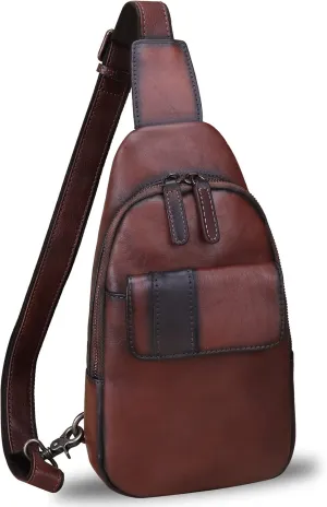 LRTO Genuine Leather Sling Bag - Handmade Leather Backpack for Women and Men - Crossbody, Chest Bag