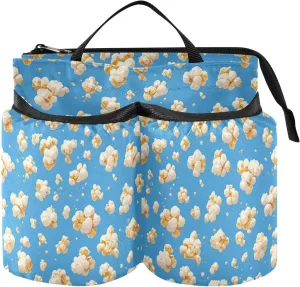 Luggage Cup Holder Folding Snack Popcorn Yummy Yellow Blue Beverage Holder Luggage Hold Two Coffee Mugs for World Travelers