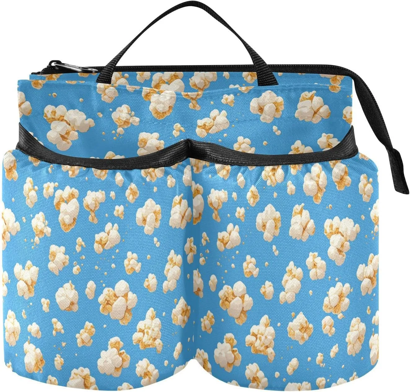 Luggage Cup Holder Folding Snack Popcorn Yummy Yellow Blue Beverage Holder Luggage Hold Two Coffee Mugs for World Travelers