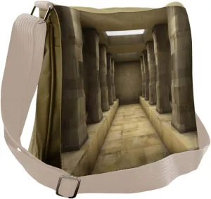 Lunarable Antique Messenger Bag, Corridor Columns Ruins, Unisex Cross-body