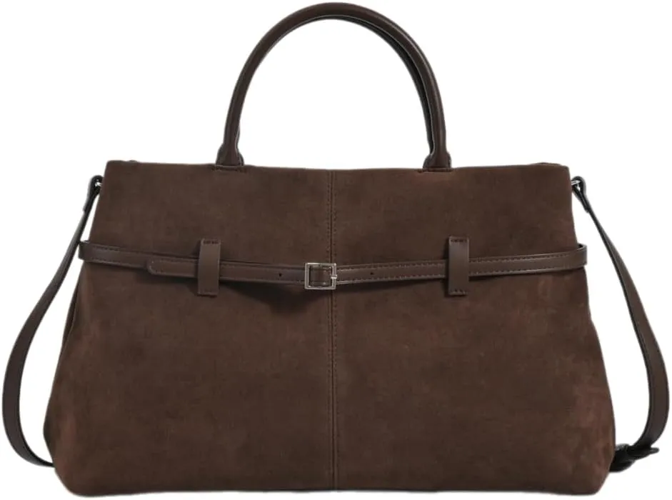 LuxeSuede – Premium Suede and Leather Handbag with Adjustable Strap