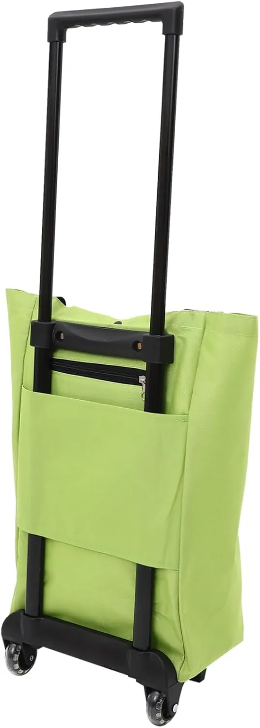 Luxshiny Portable Foldable Shopping Trolley Cart with Wheels Lightweight Grocery Bag Wheels Retractable Handle for Easy Transport for Grocery Shopping and Travel Compact Design for