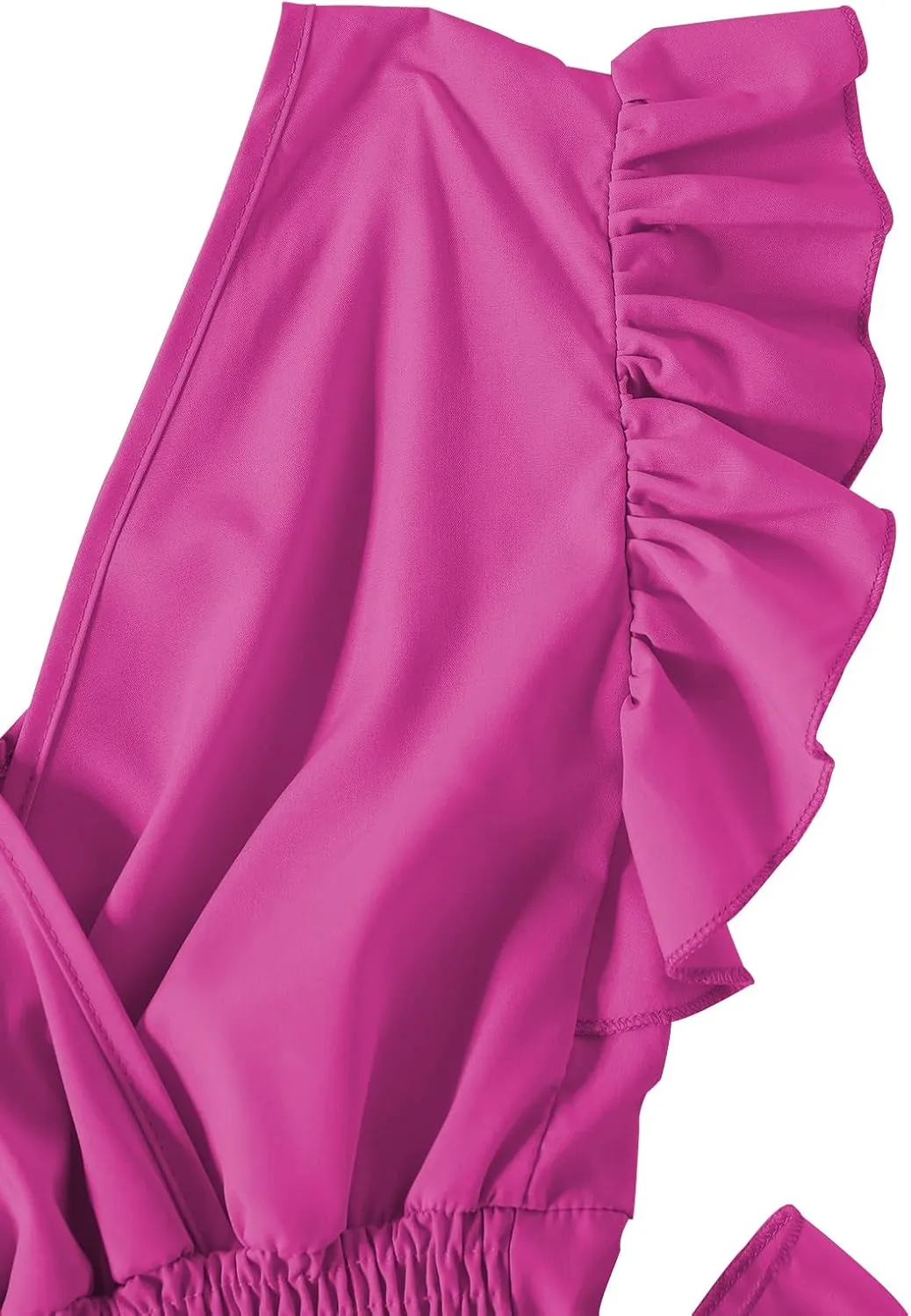 LYANER Women's V Neck Ruffle Cap Sleeve Side Bow Knot Shirred Hem Blouse Crop Tank Top
