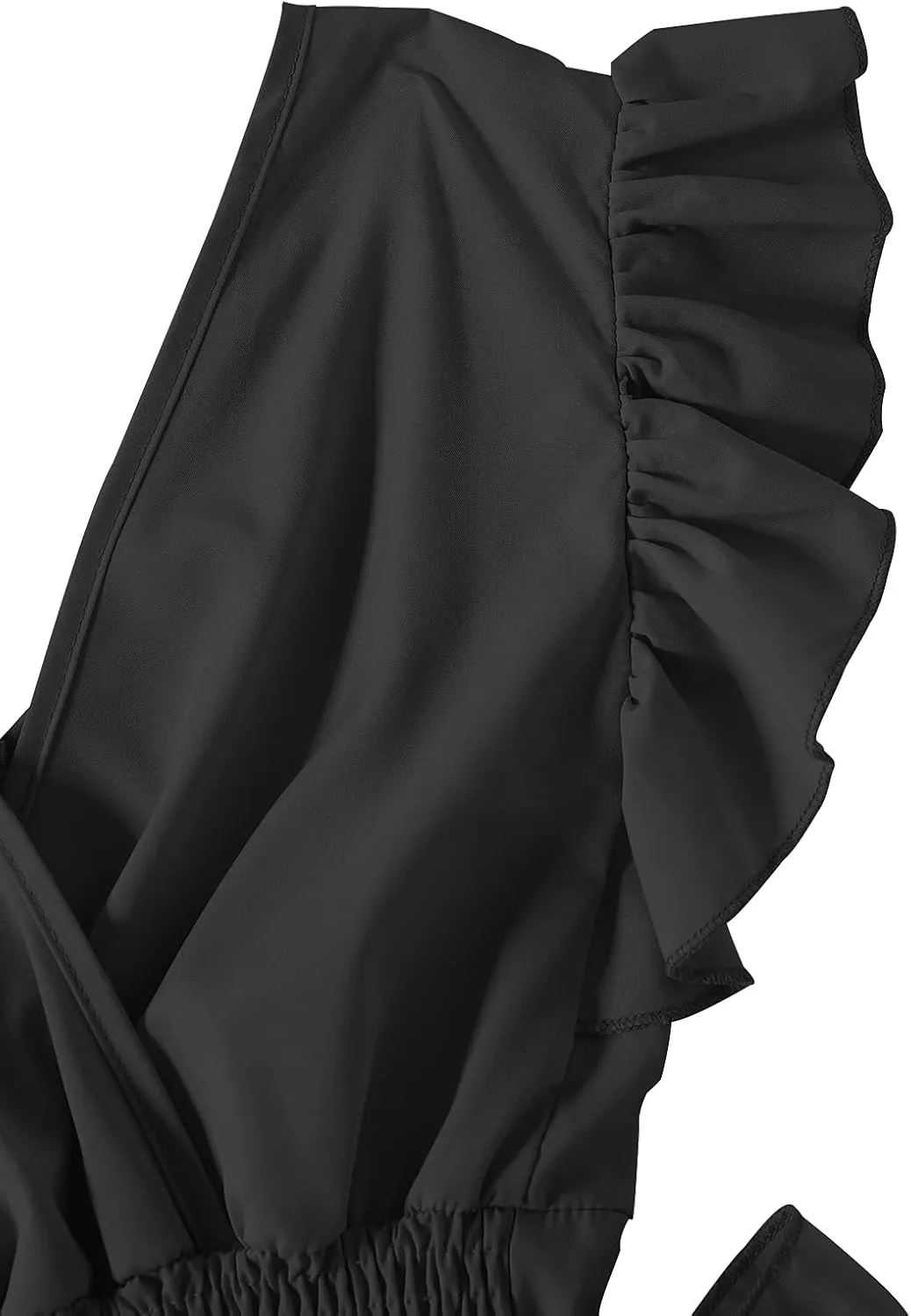 LYANER Women's V Neck Ruffle Cap Sleeve Side Bow Knot Shirred Hem Blouse Crop Tank Top