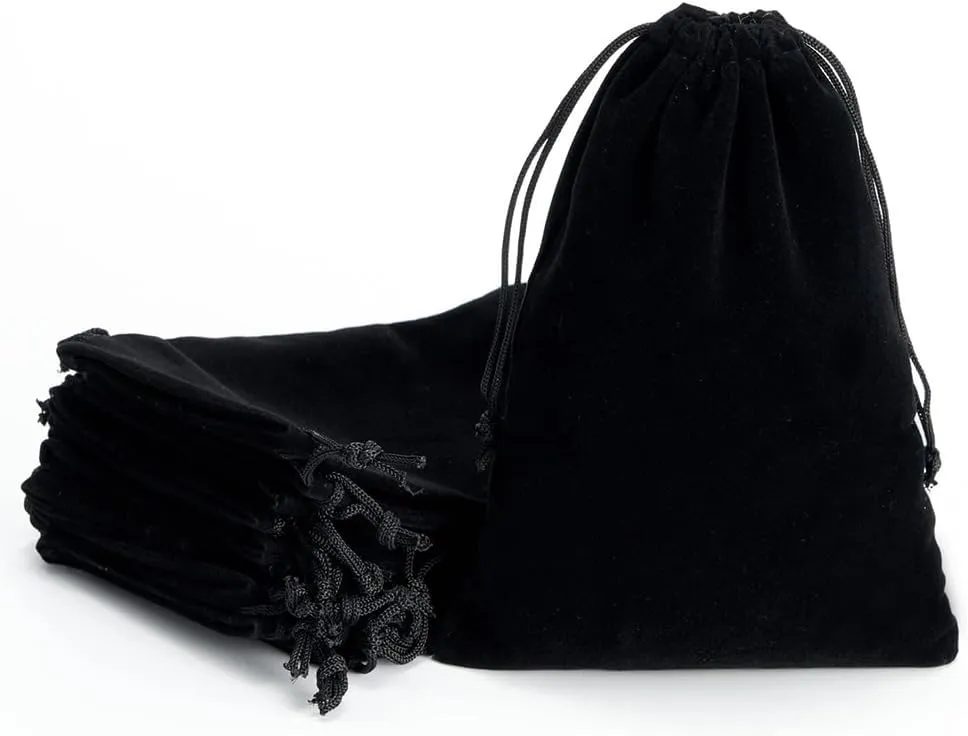 LYSXP Black Velvet bags With Drawstring 10pcs Jewelry Pouches Candy Bags Christmas Wedding Favors