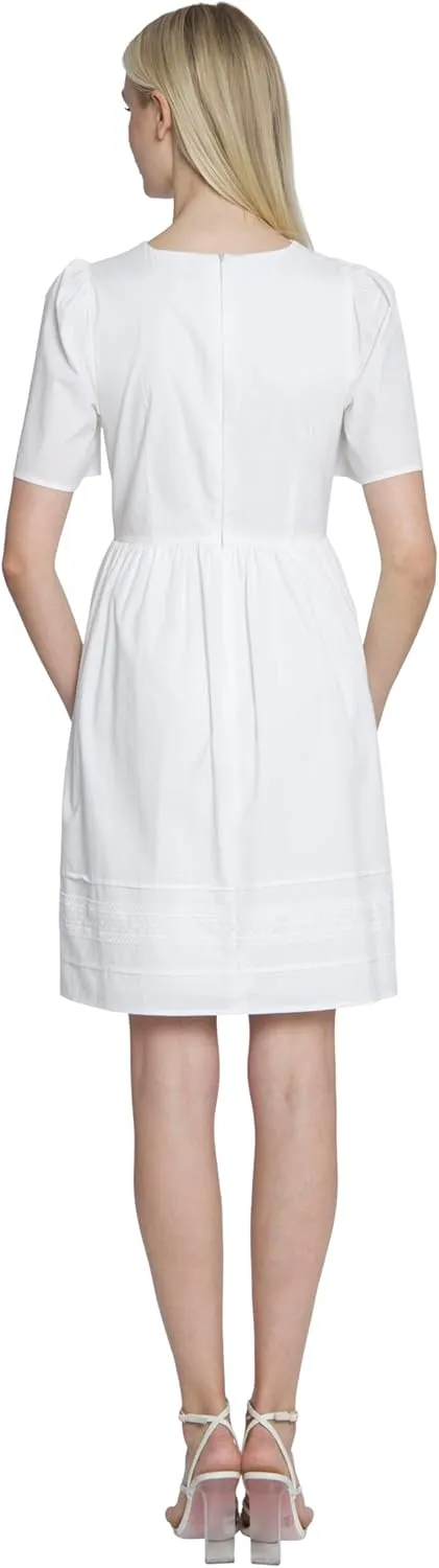 Maggy London Women's V-Neck Cotton Lace Trim Day Dress Vacation Resort Event Guest of