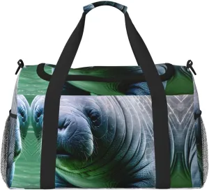 Manatee Animals Calf Travel Tote Bag â€“ Large Reusable Shopping Bag, Vacation Tote, Sports Duffel Bag with Adjustable Crossbody Strap