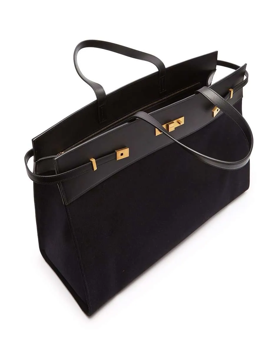 Manhattan Medium Shopping Bag In Black Canvas