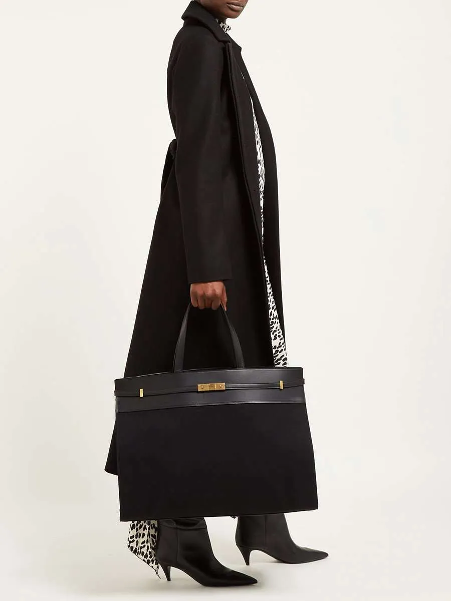 Manhattan Medium Shopping Bag In Black Canvas