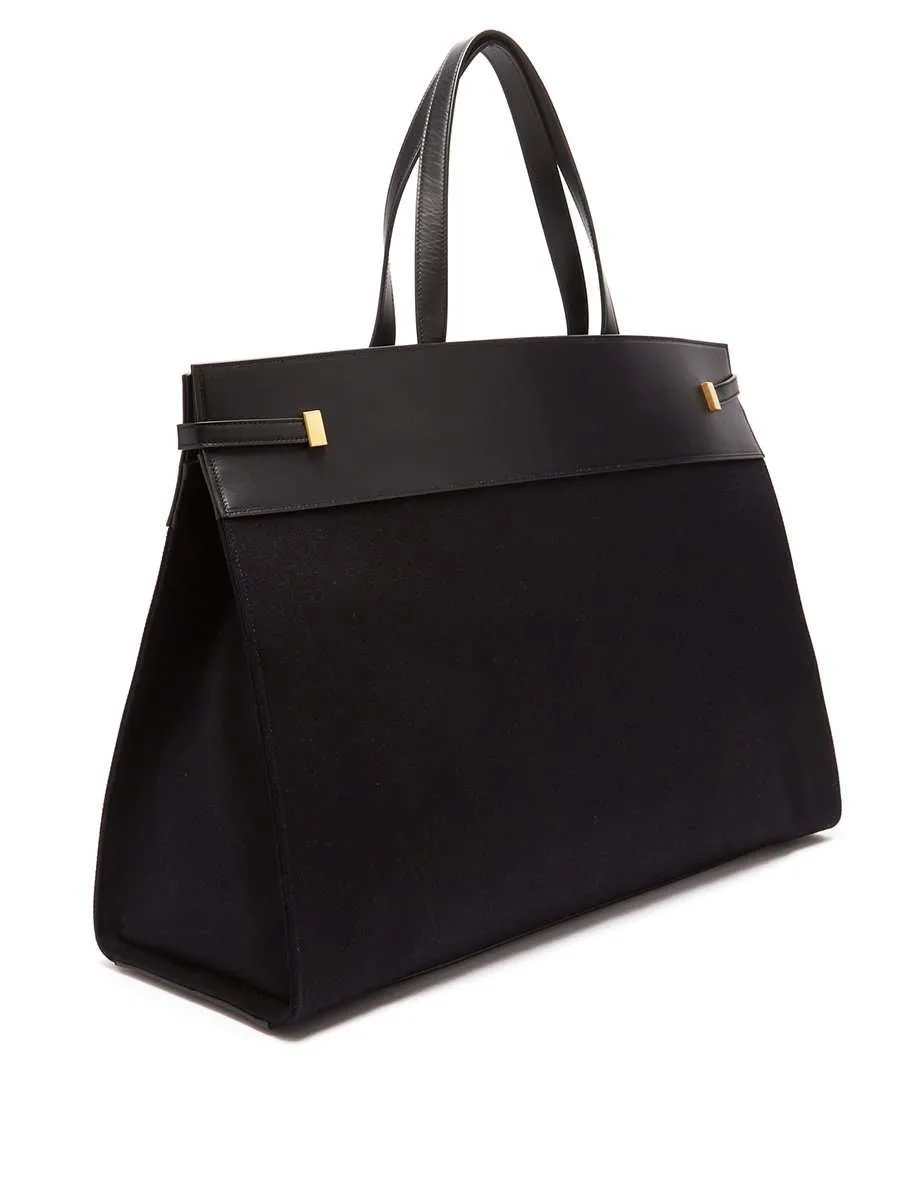 Manhattan Medium Shopping Bag In Black Canvas