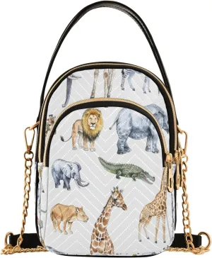 Many Animals Crossbody Handbags for Women Casual Leather Shoulder Phone Purse