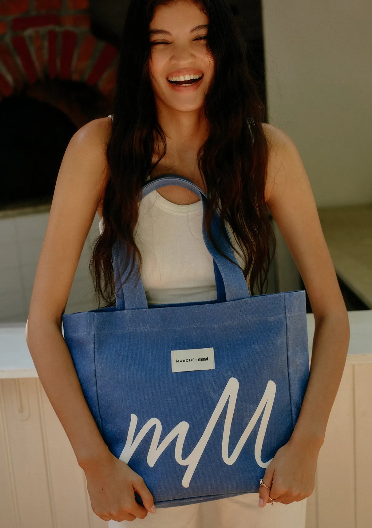 Marche X Mavi M Logo Printed Blue Bag