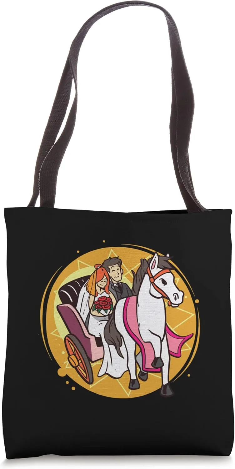 Married On Horse Cariage Vehicle Horse Cariage Tote Bag