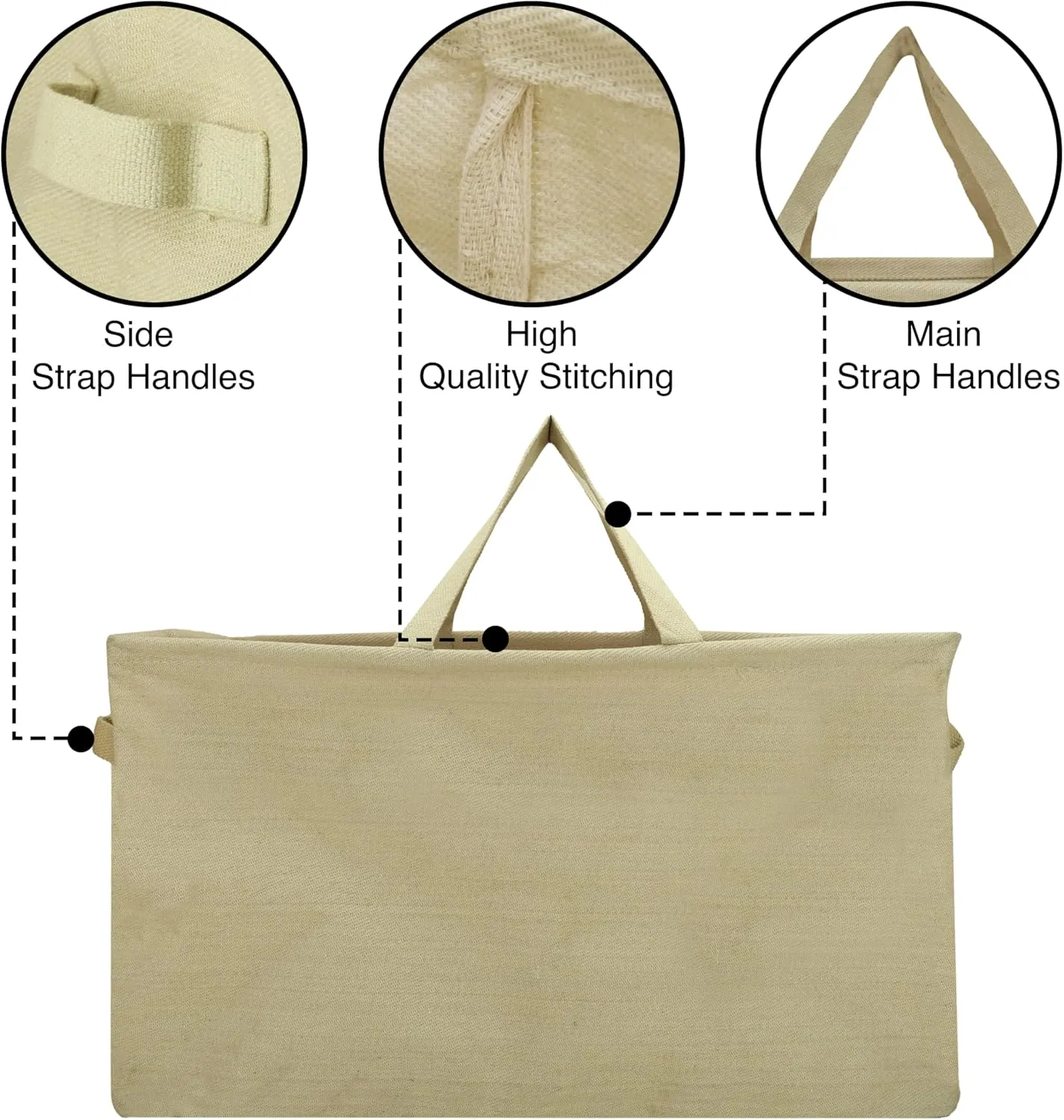Marubhumi Reusable Grocery Bags Cotton (2 Pack),Large Heavy Duty Grocery Tote Bag Water Resistant Shopping Bags Box Shape to Stand Up, Stay Open, Fold Flat,Bins Basket & Reinforced Bottom (Beige)