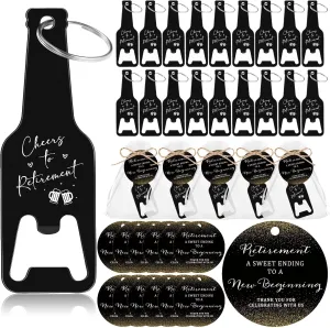 Maxcheck 50 Sets Retirement Party Favors for Guests Cheers to Retirement Bottle Opener Keychain Bulk with Thank You Tags Organza Bags Retirement Party Thank You Gift Idea Souvenirs
