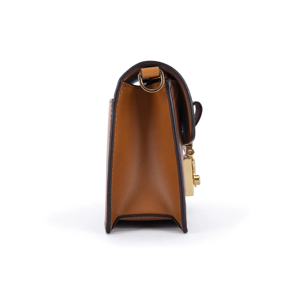 MCM Gretl Cubic Leather Crossbody Bag Cognac  Mini