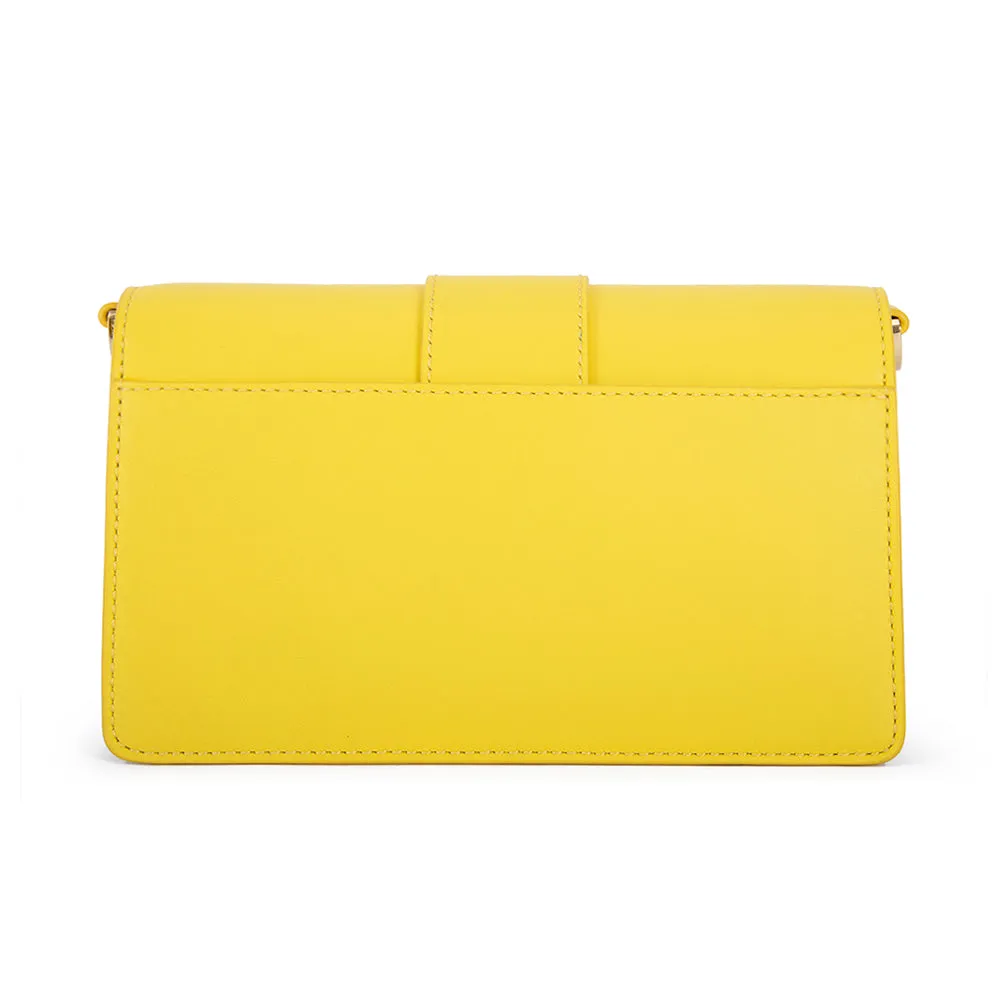 MCM Gretl Cubic Leather Crossbody Bag Vibrant Yellow Mini