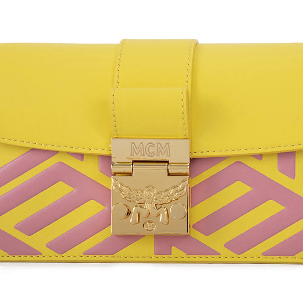 MCM Gretl Cubic Leather Crossbody Bag Vibrant Yellow Mini