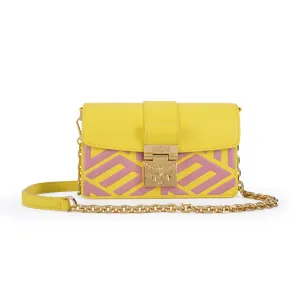 MCM Gretl Cubic Leather Crossbody Bag Vibrant Yellow Mini