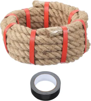 MECCANIXITY Battle Rope 15ft x 0.75 Inch Jute Heavy Fitness Training Gym Climbing Rope Exercise Workout Ropes for Strength Training Home Workouts Sport