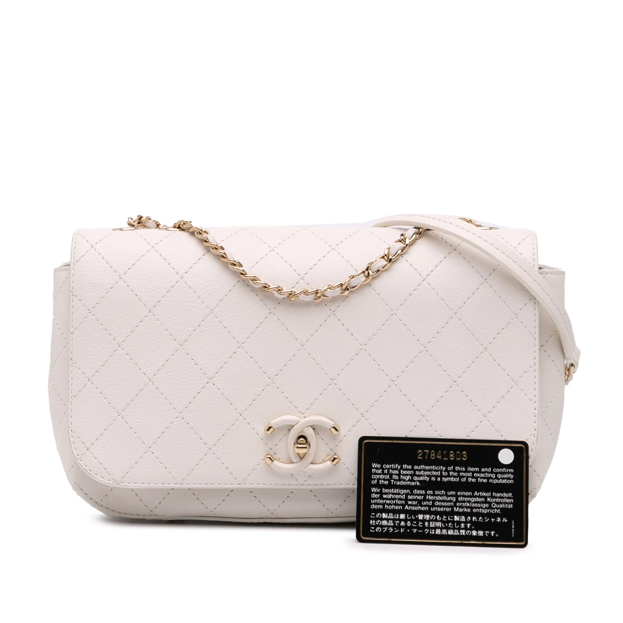 Medium Stitched Calfskin Covered CC Flap