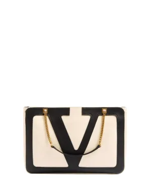 Medium Viva Superstar Shopping Bag in Ivory and Black