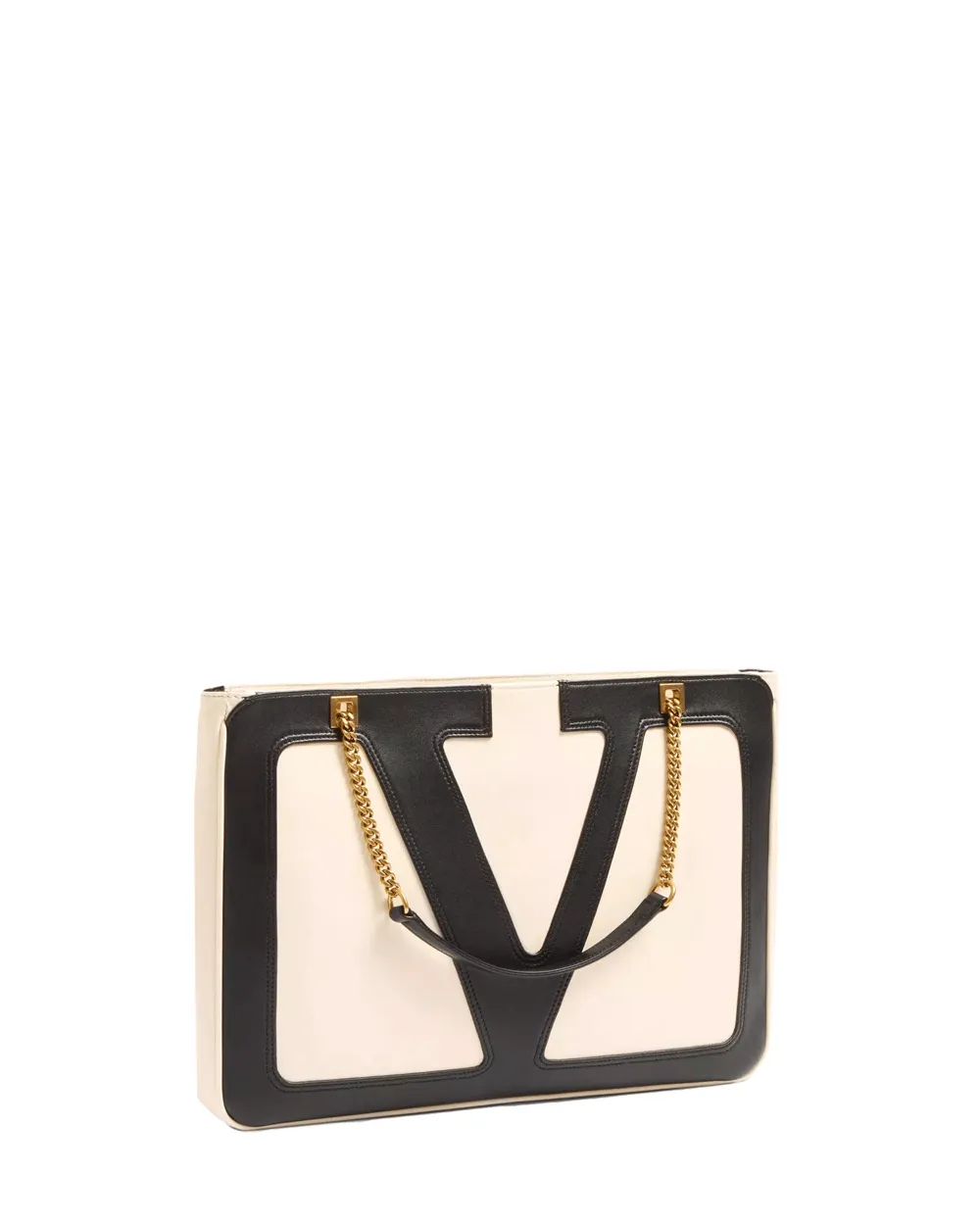 Medium Viva Superstar Shopping Bag in Ivory and Black