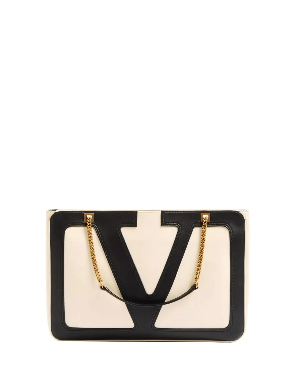 Medium Viva Superstar Shopping Bag in Ivory and Black