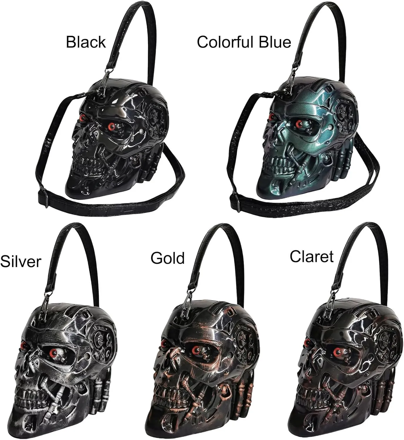 Men and Women Skull Shaped Handbag Crossbody Shoulder Bag PVC Weird Horror Gothic Halloween Skull Purse