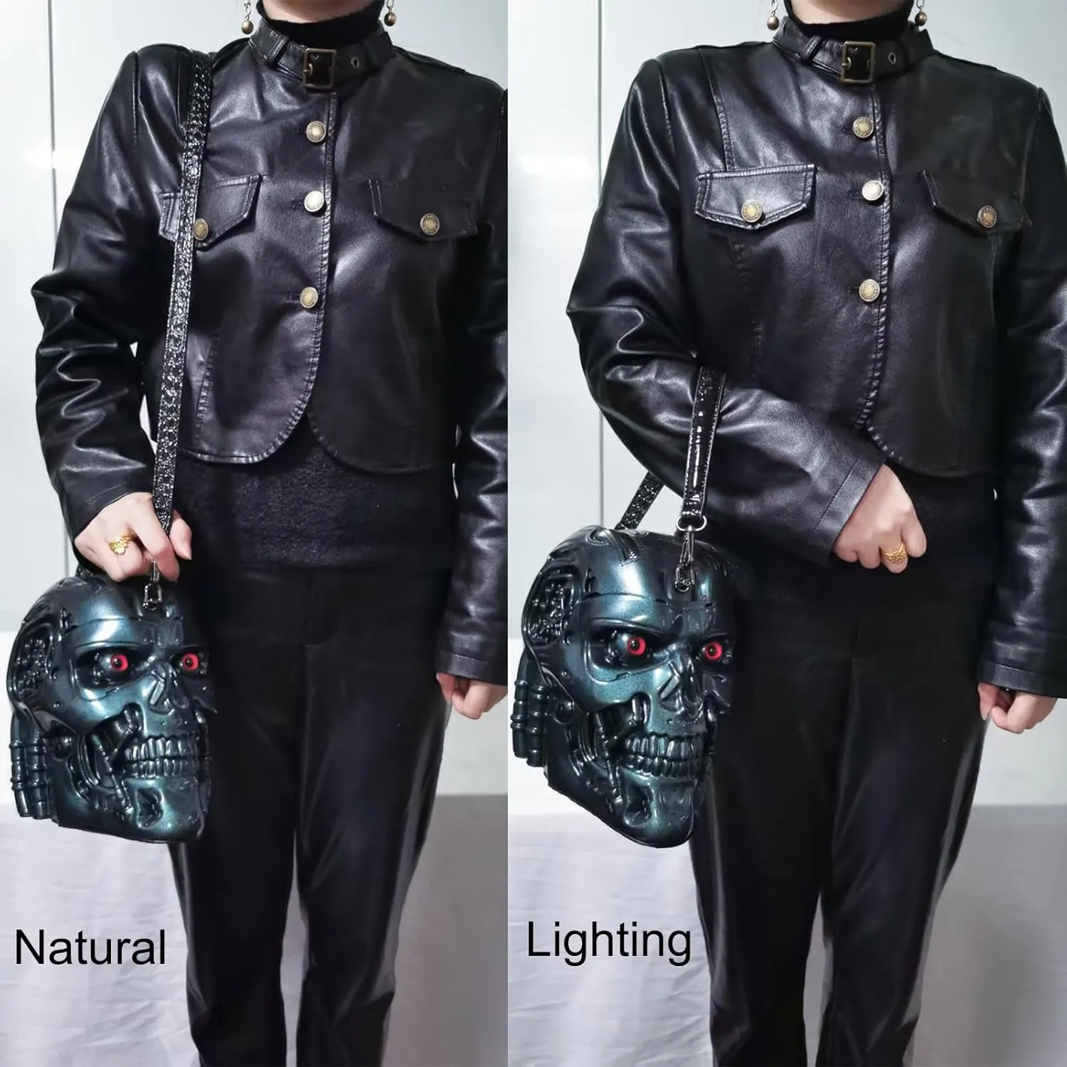 Men and Women Skull Shaped Handbag Crossbody Shoulder Bag PVC Weird Horror Gothic Halloween Skull Purse