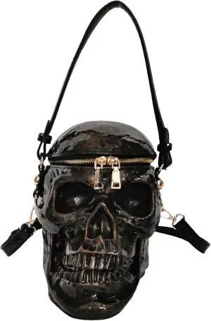 Men and Women Skull Shaped Handbag Crossbody Shoulder Bag PVC Weird Horror Gothic Halloween Skull Purse