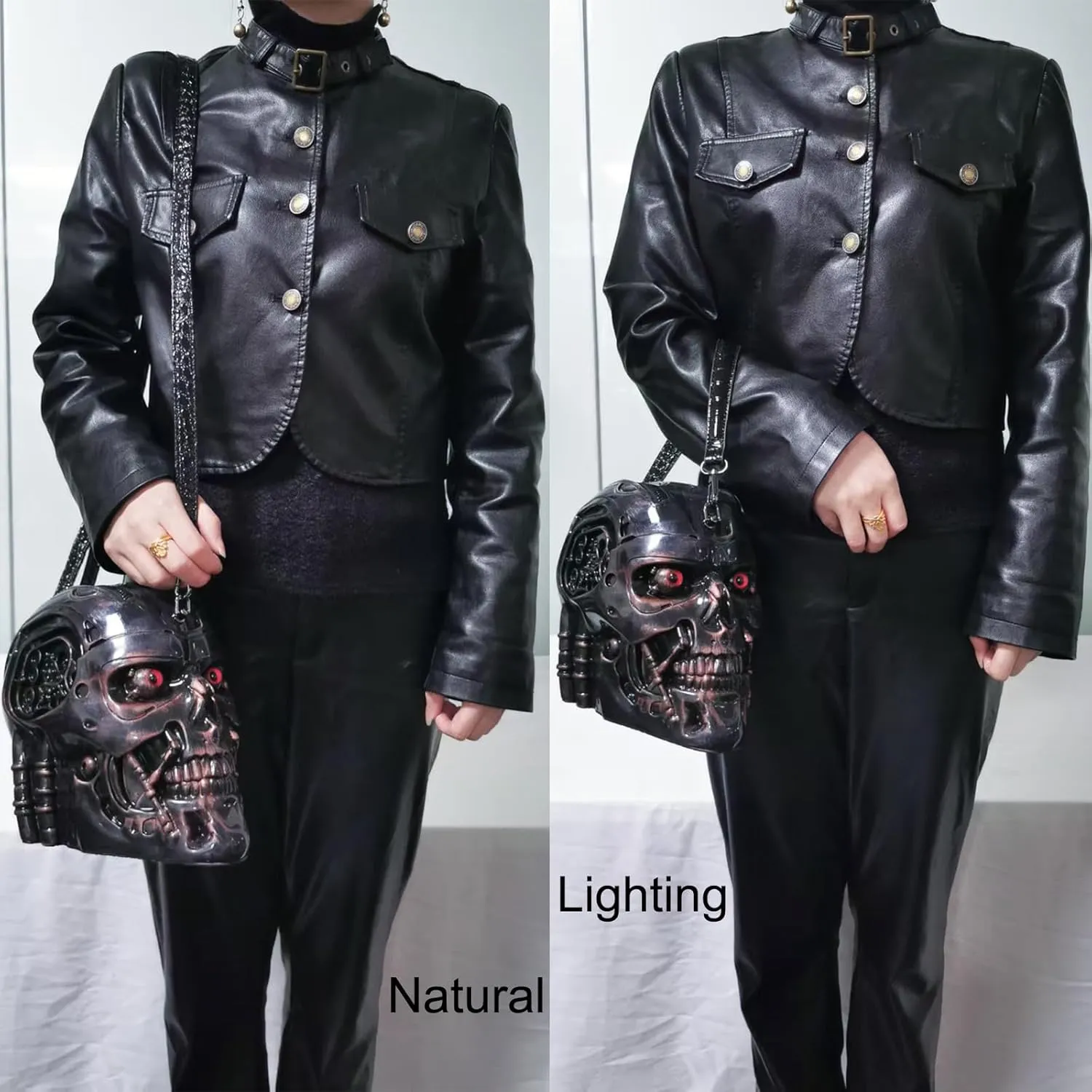 Men and Women Skull Shaped Handbag Crossbody Shoulder Bag PVC Weird Horror Gothic Halloween Skull Purse