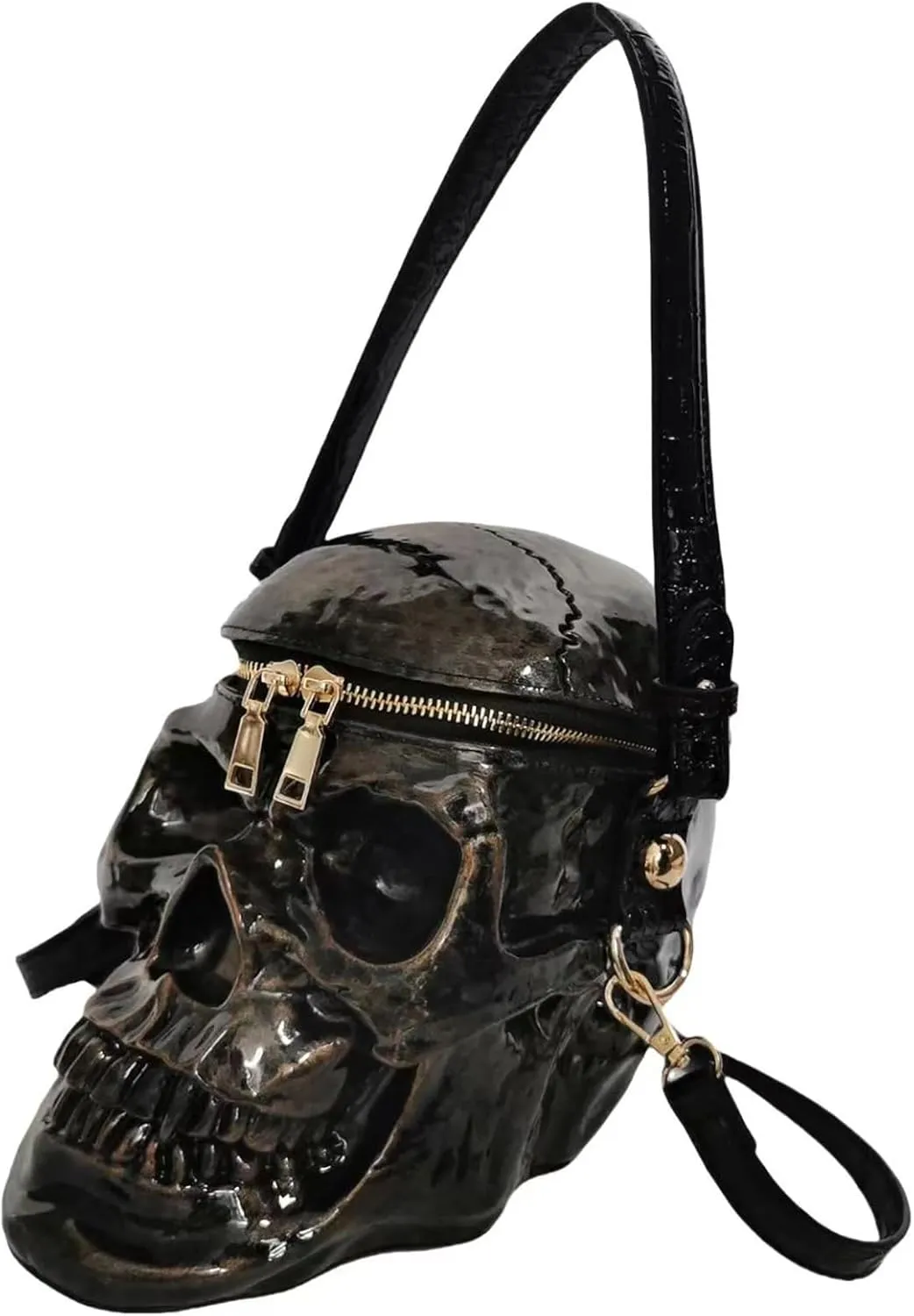 Men and Women Skull Shaped Handbag Crossbody Shoulder Bag PVC Weird Horror Gothic Halloween Skull Purse