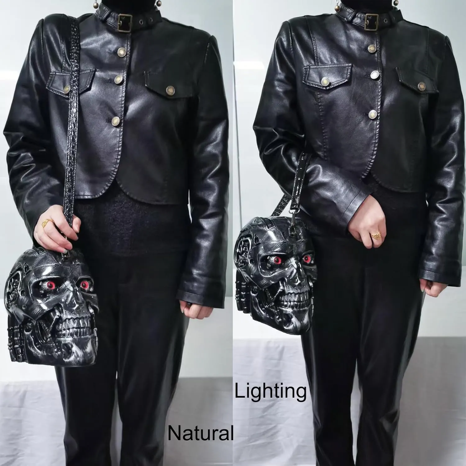 Men and Women Skull Shaped Handbag Crossbody Shoulder Bag PVC Weird Horror Gothic Halloween Skull Purse