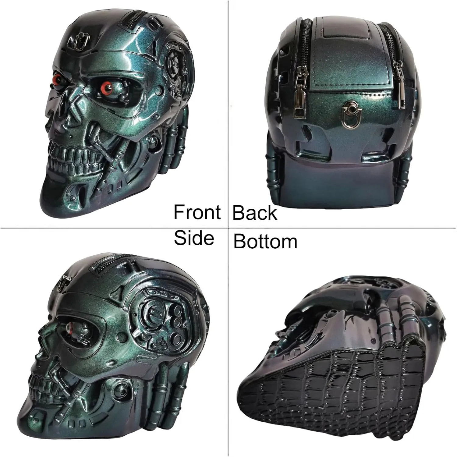 Men and Women Skull Shaped Handbag Crossbody Shoulder Bag PVC Weird Horror Gothic Halloween Skull Purse