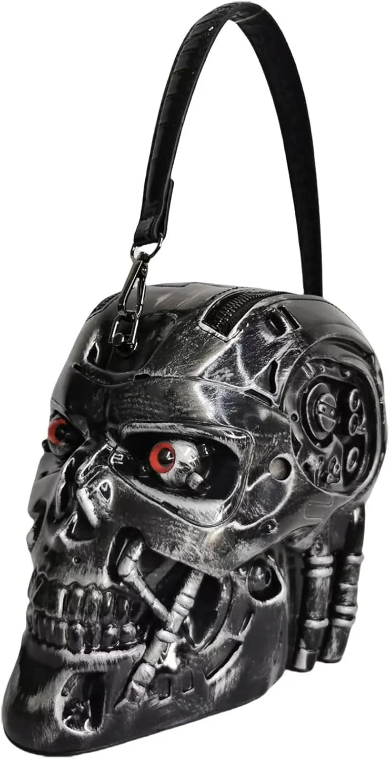 Men and Women Skull Shaped Handbag Crossbody Shoulder Bag PVC Weird Horror Gothic Halloween Skull Purse