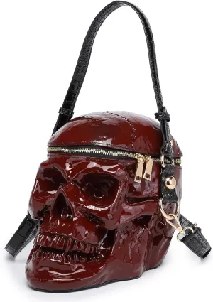 Men and Women Skull Shaped Handbag Crossbody Shoulder Bag PVC Weird Horror Gothic Halloween Skull Purse